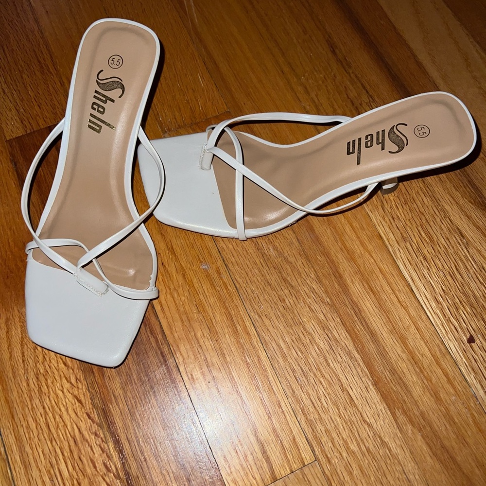White strappy heel sandals size 5.5